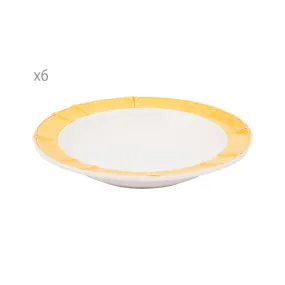 Arcucci Set da 6 piatto fondo Provence banda gialla